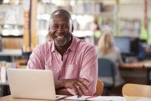 student using laptop