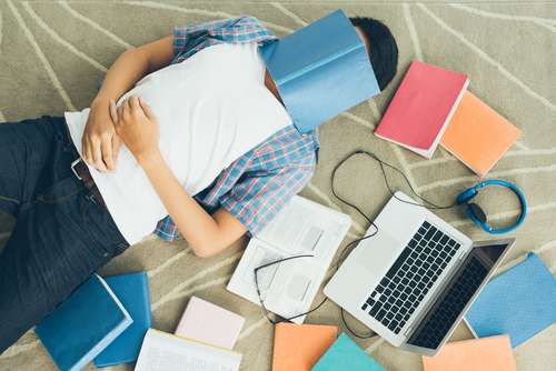 college student sleeping